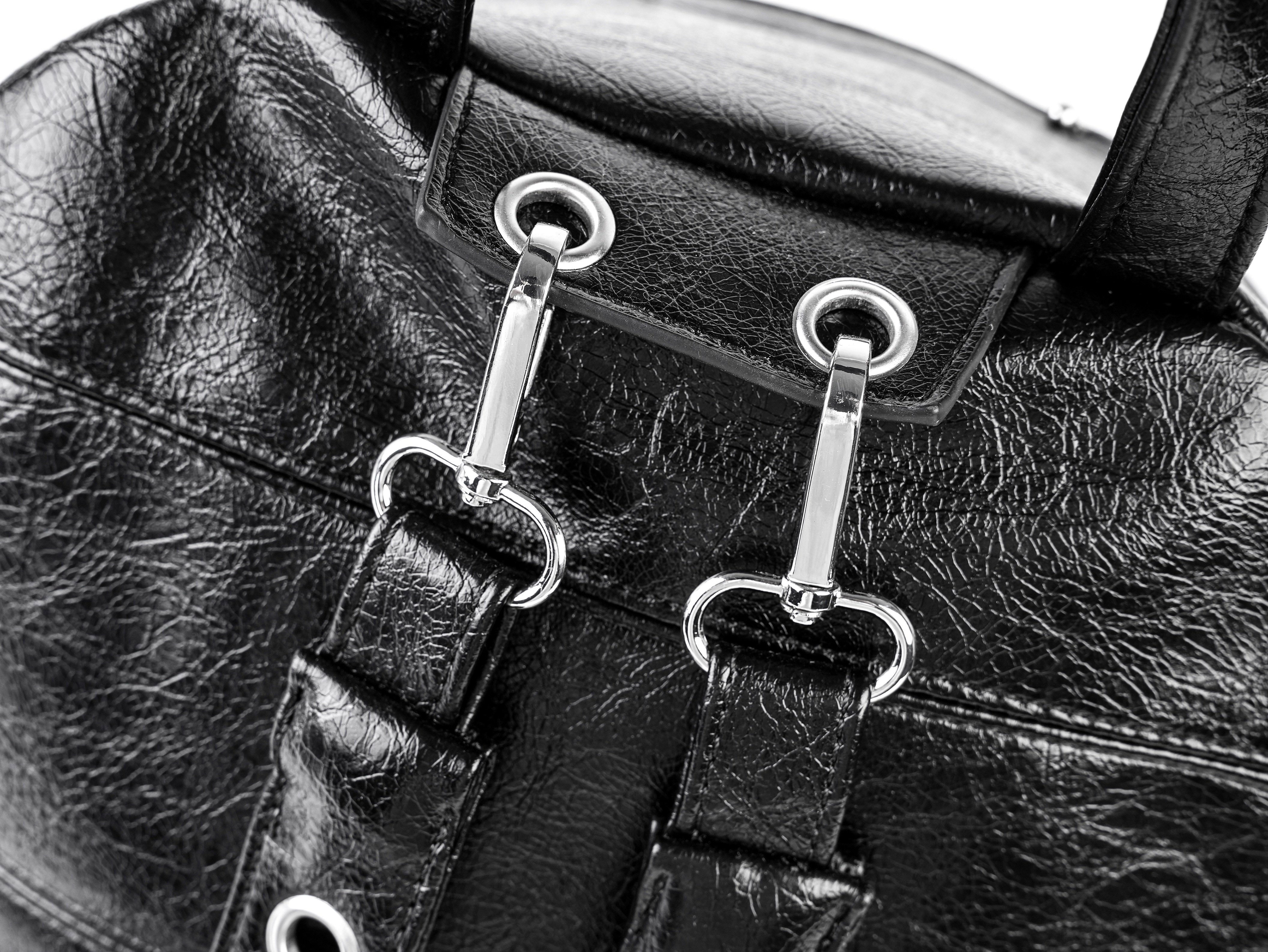 "✝" Cross-cracked leather backpack
