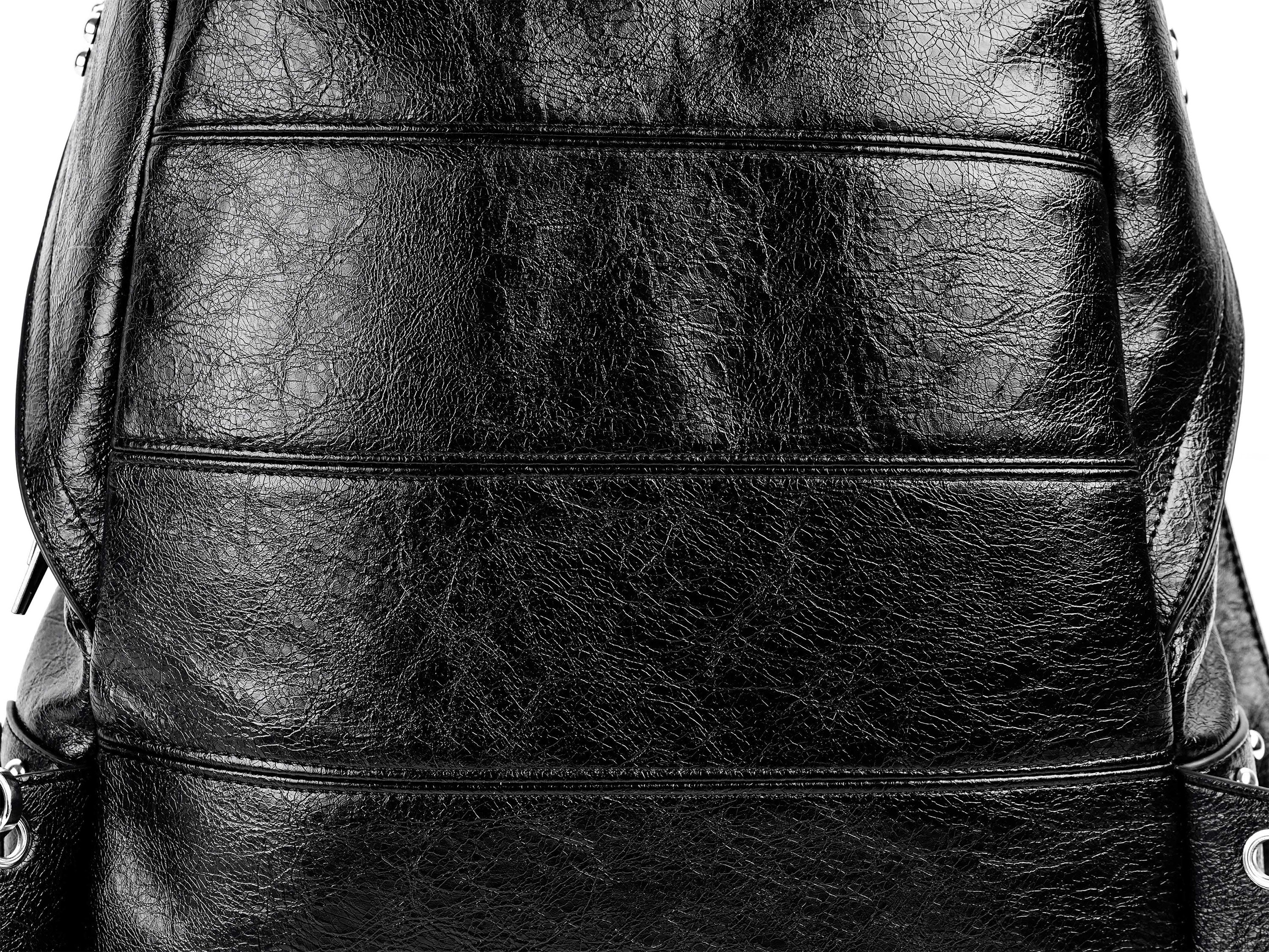 "✝" Cross-cracked leather backpack