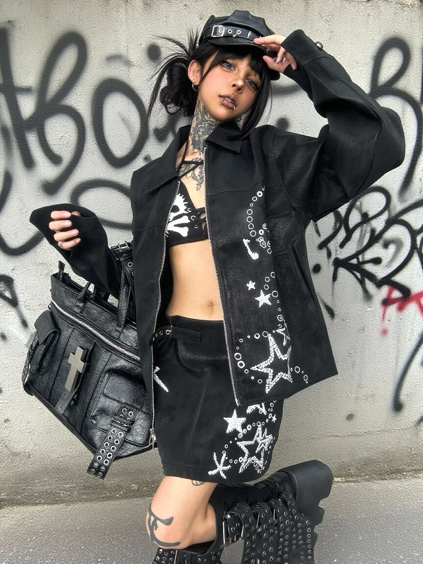 "✝" Cross-cracked leather bag
