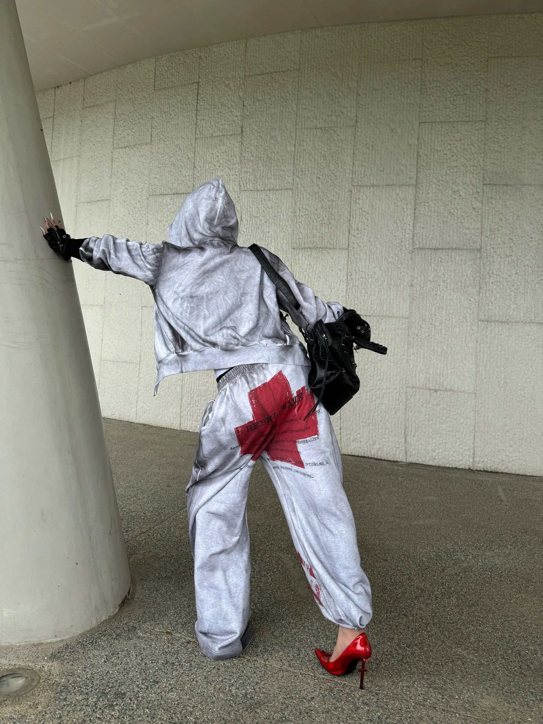 "✝" Distressed reversible sweatpants