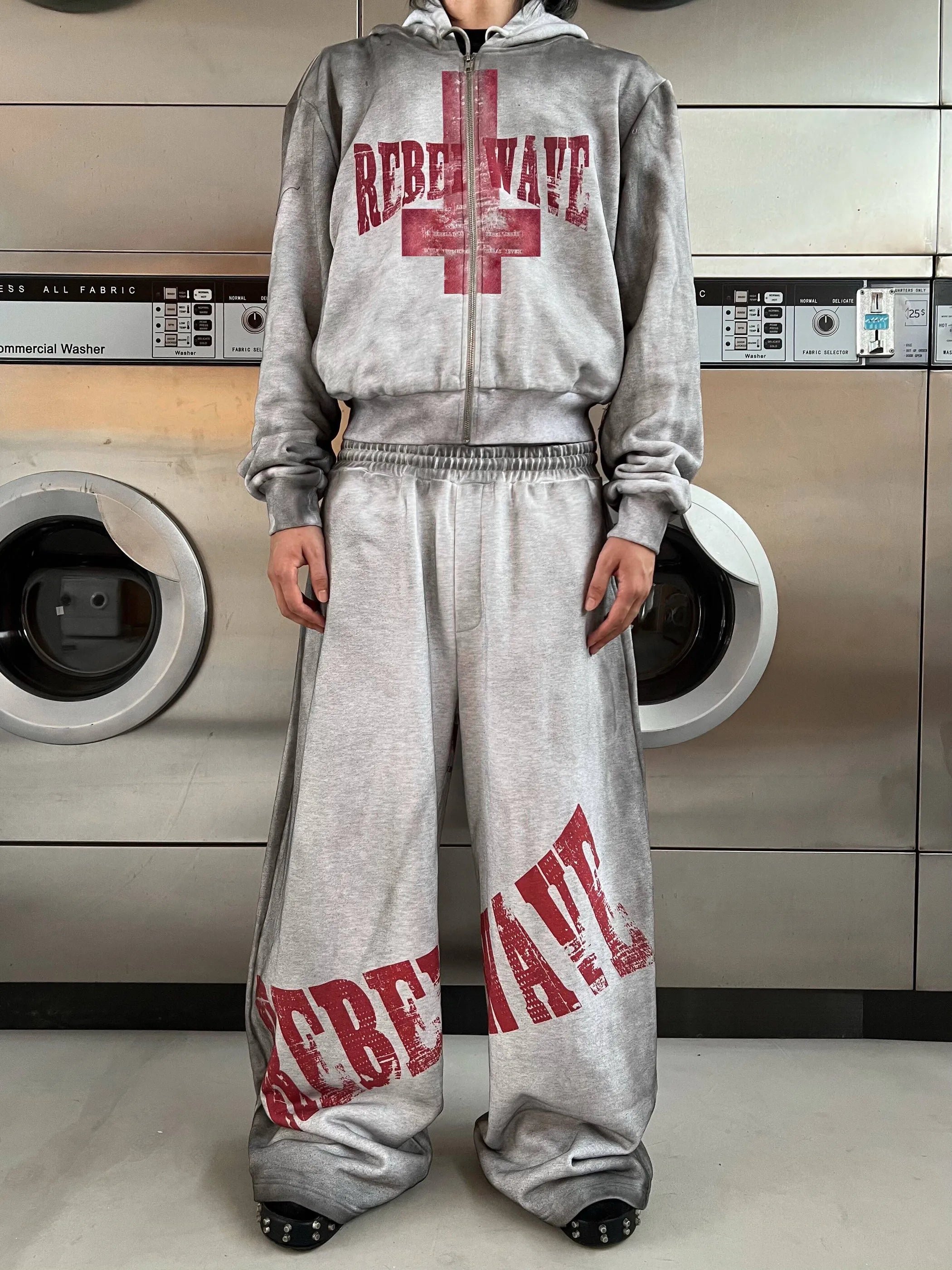 "✝" Distressed reversible sweatpants