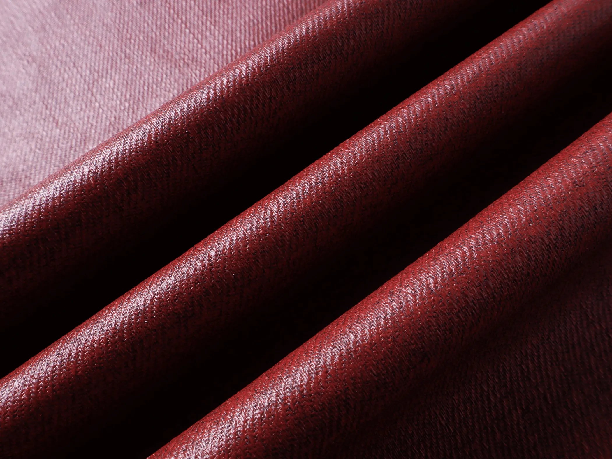 Liquid metal red coated straight-leg wax pants