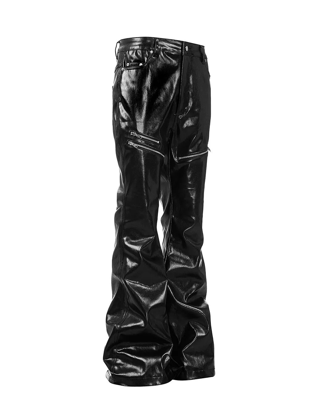 "RЖЯ" Liquid metal zip wax pants