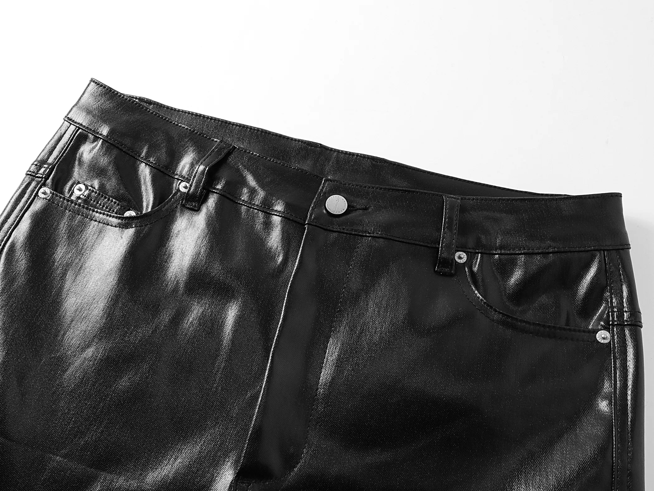 "RЖЯ" Liquid metal zip wax pants