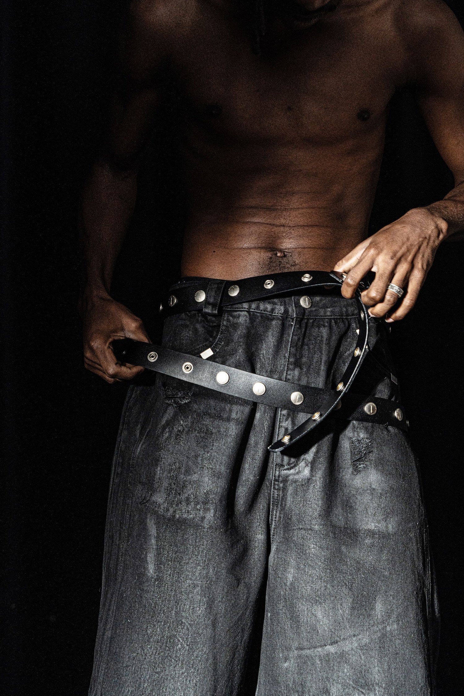 "SØL" Rivet snap-buckle belt