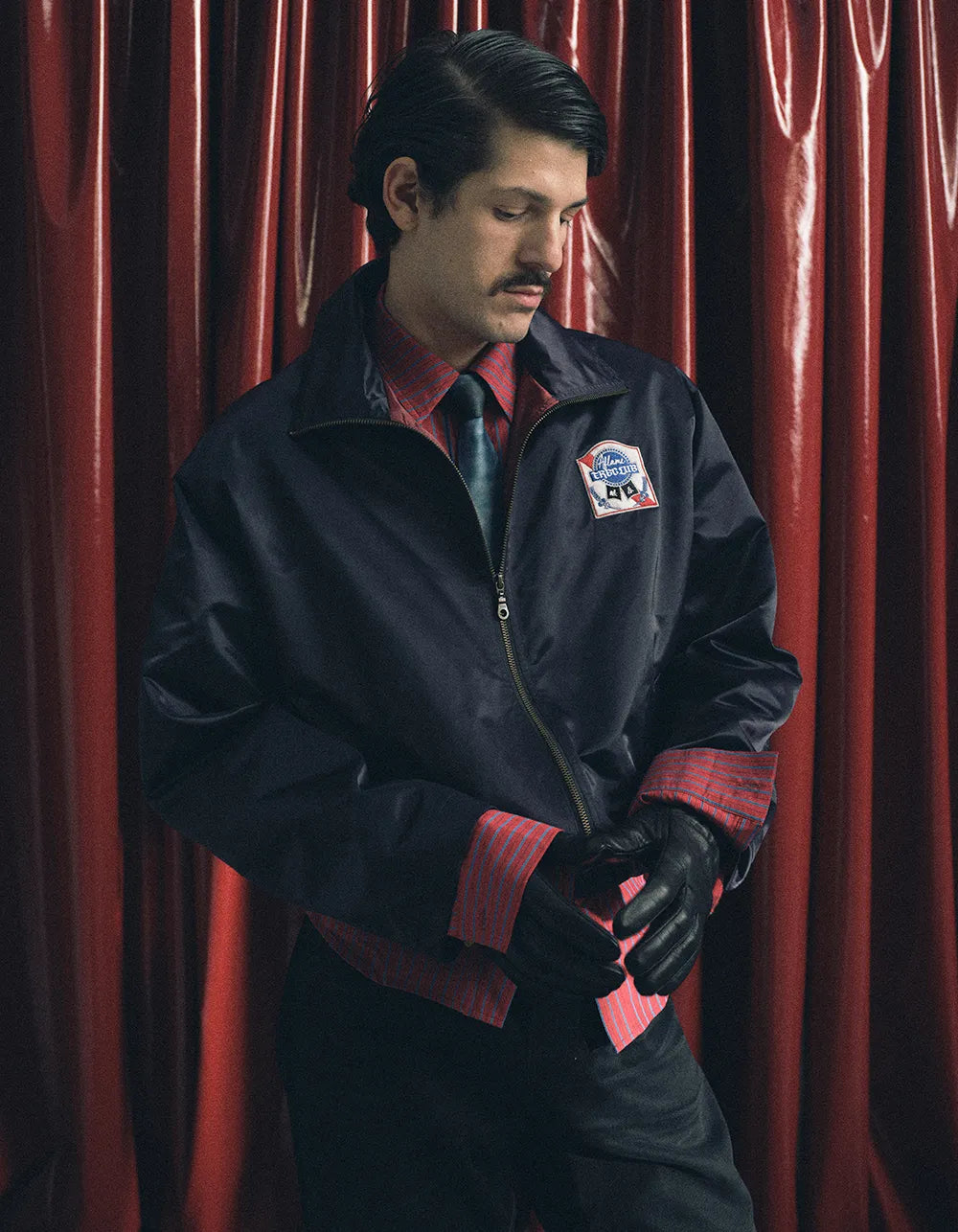 AFLAME Embroidered nylon lapel jacket