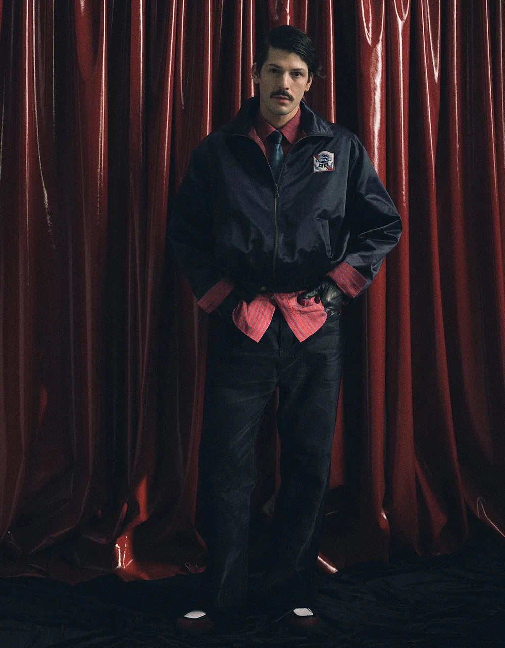 AFLAME Embroidered nylon lapel jacket
