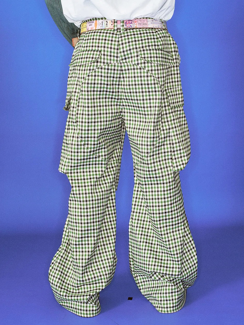 CUI HOTEL green plaid cargo pants