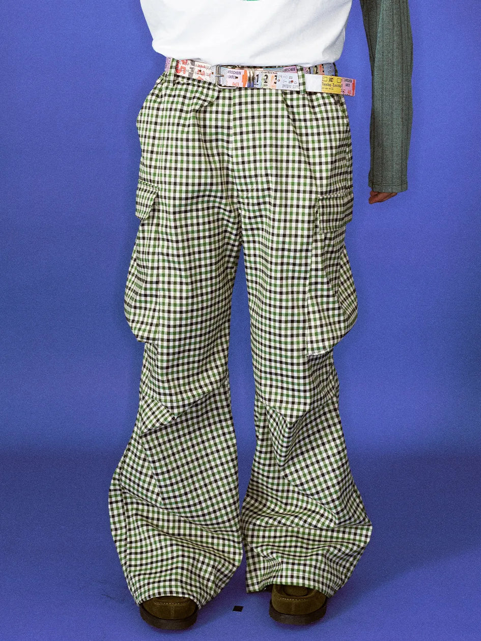 CUI HOTEL green plaid cargo pants