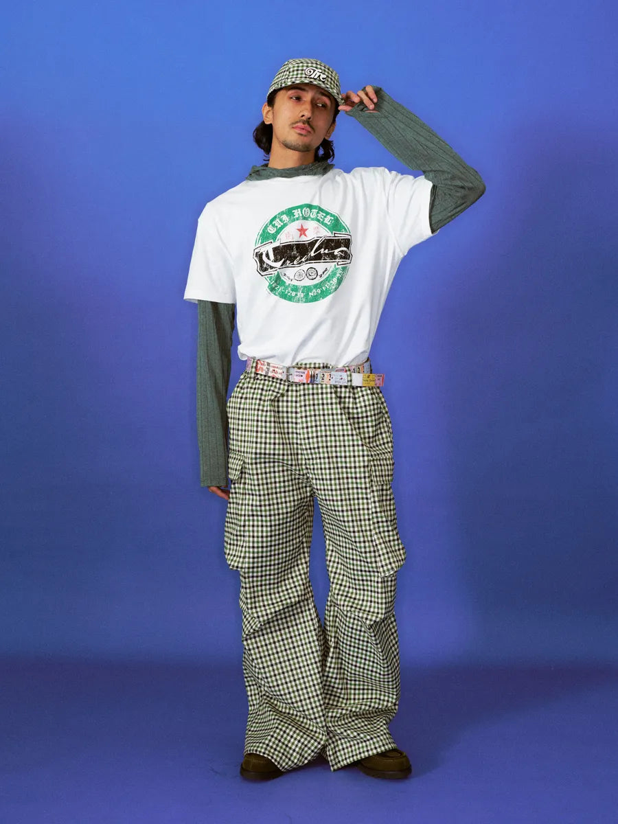 CUI HOTEL green plaid cargo pants