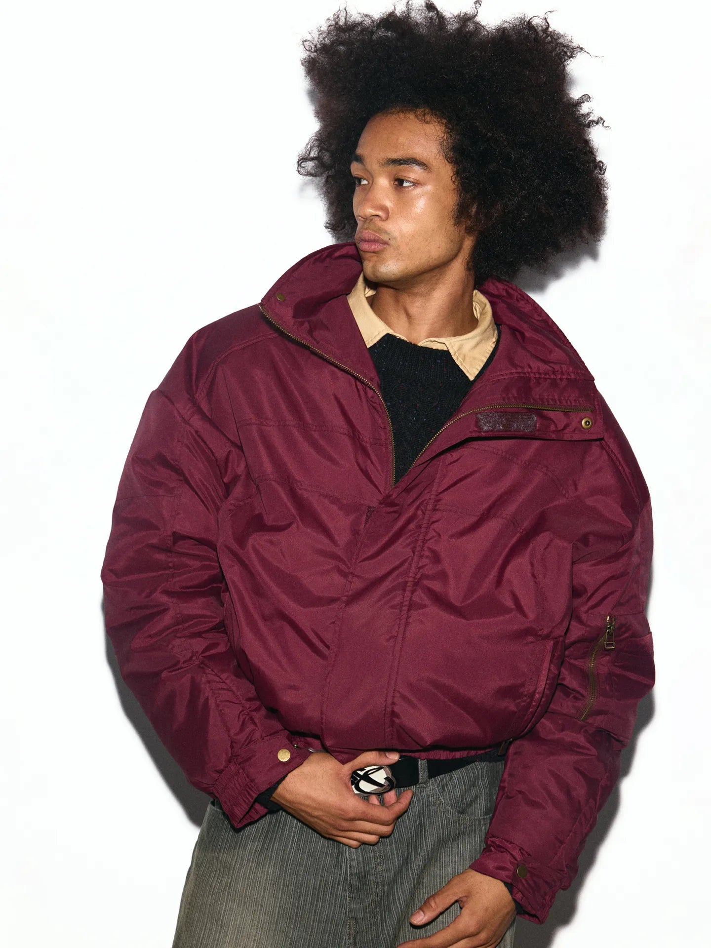 Mercerized nylon "Police uniform" down jacket