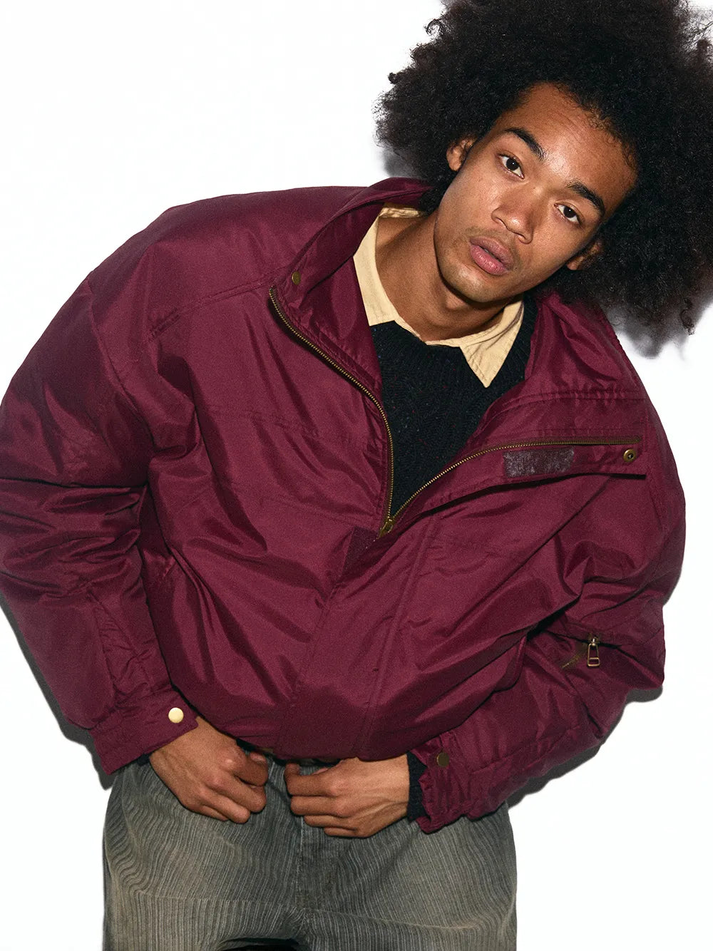 Mercerized nylon "Police uniform" down jacket