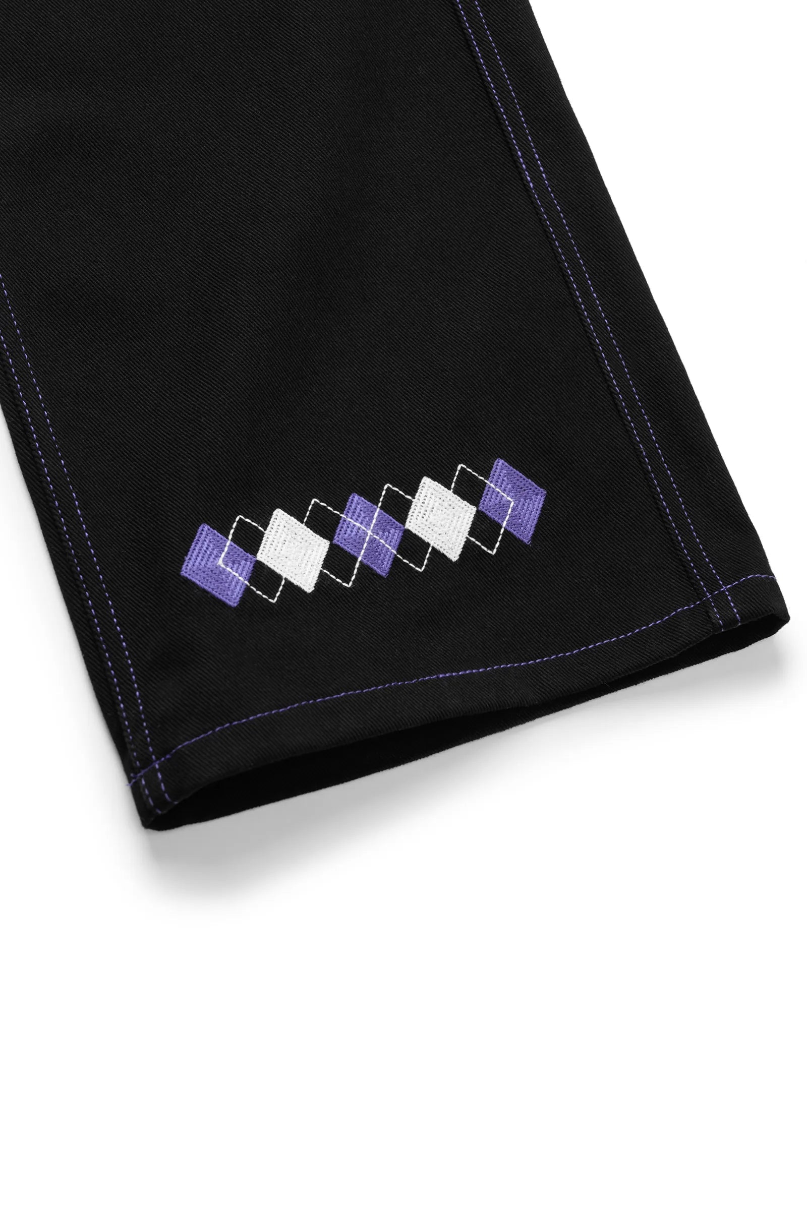 Purple diamond-grid jeans