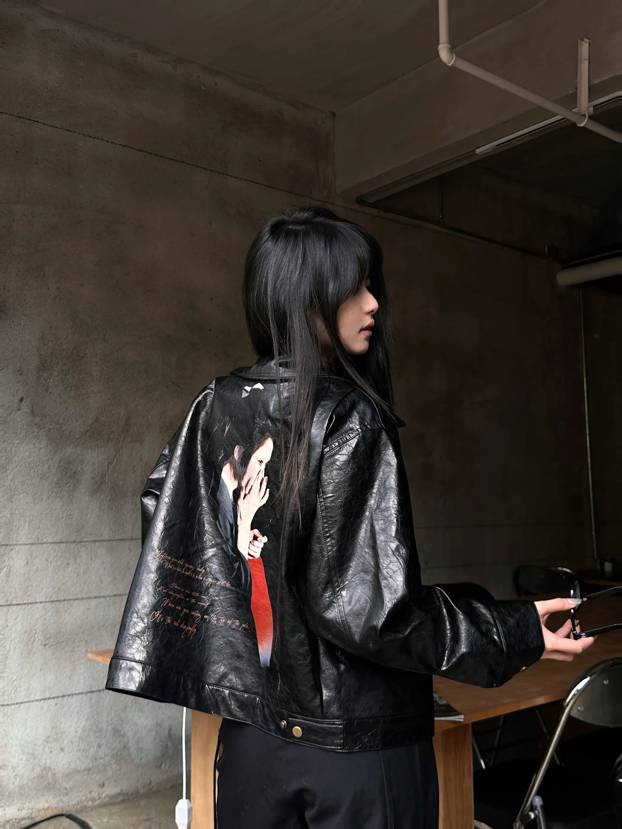 Dragonfly Woman Oily Leather Jacket