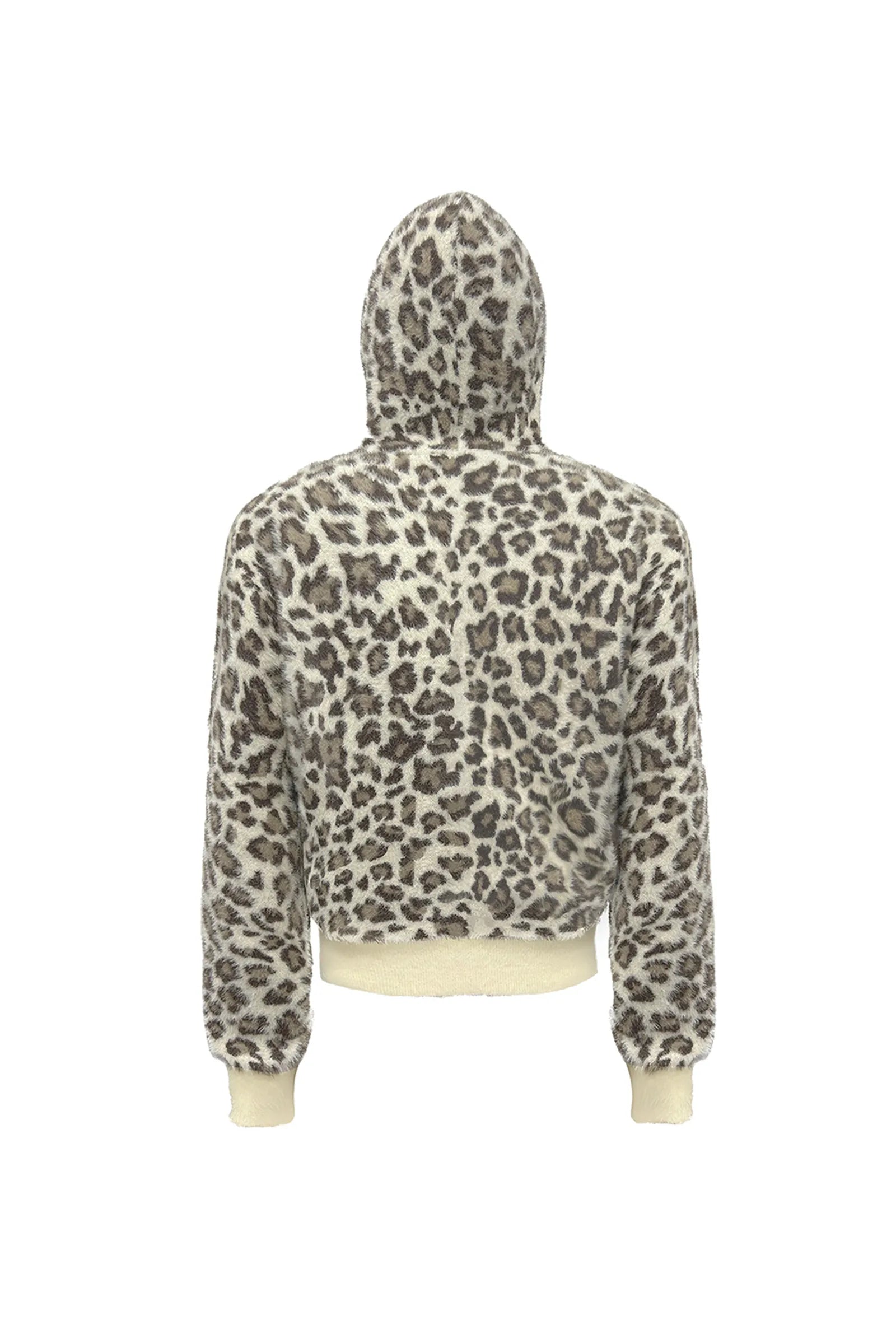 Leopard Jacquard Plush Zip Hoodie