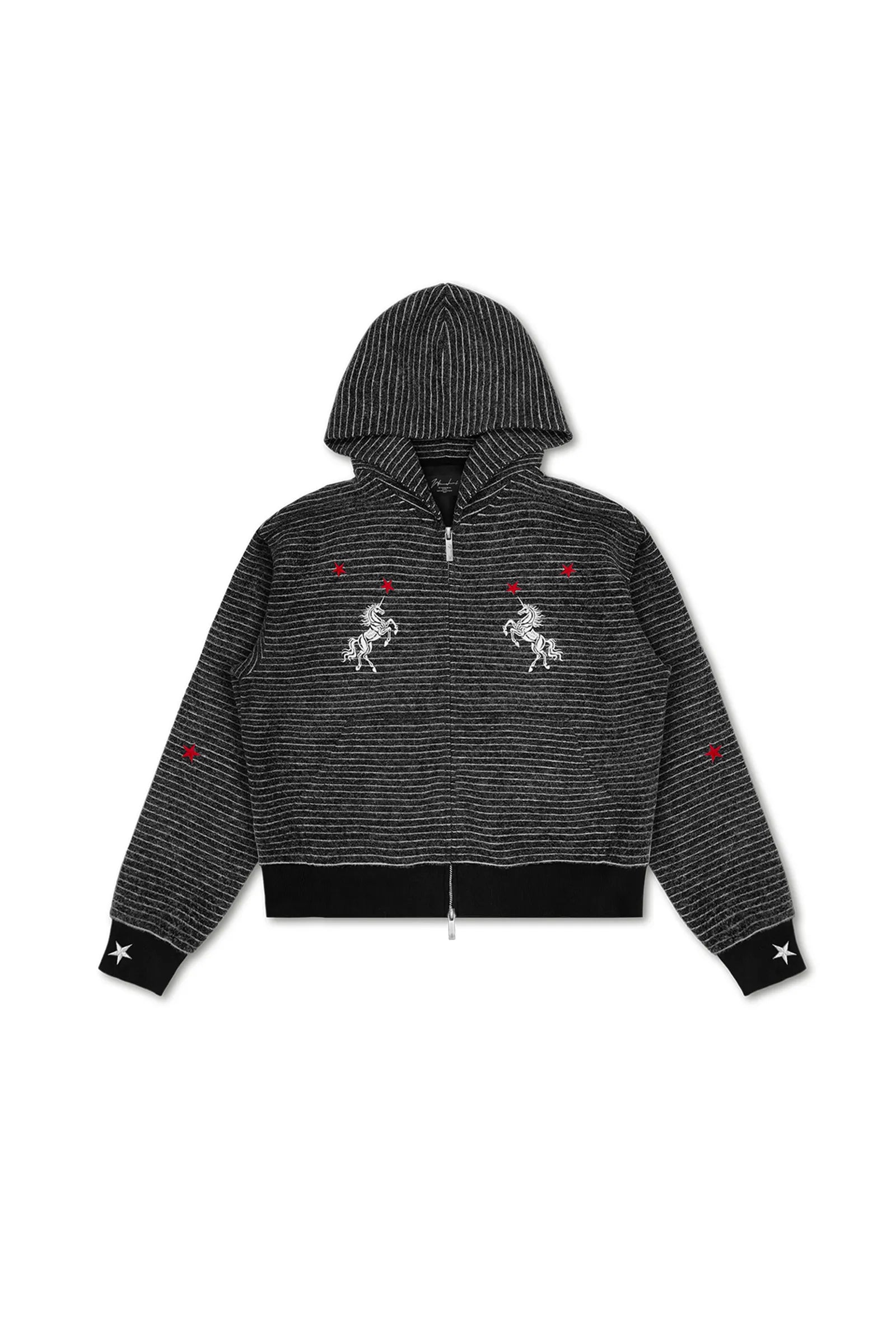 Red Star Unicorn Striped Zip Hoodie